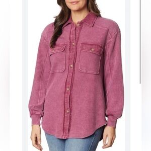Briggs New York Magenta Relax Fit Waffle-Knit Button Shirt